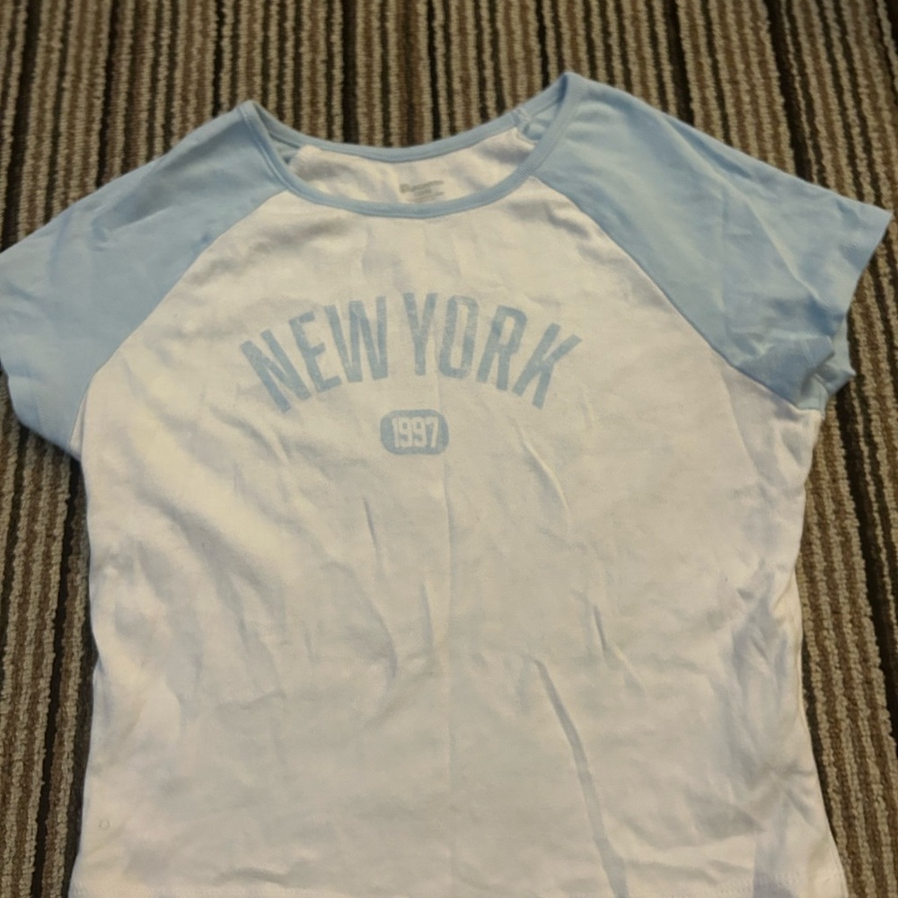 No Boundaries Light Blue and White Tee
